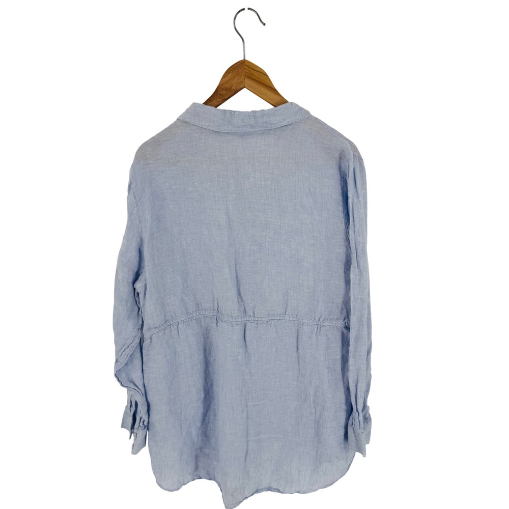 Sigrid Olsen Light Blue Linen Tunic Size XL Babydoll Coastal Lagenlook Drapey - Picture 2 of 7
